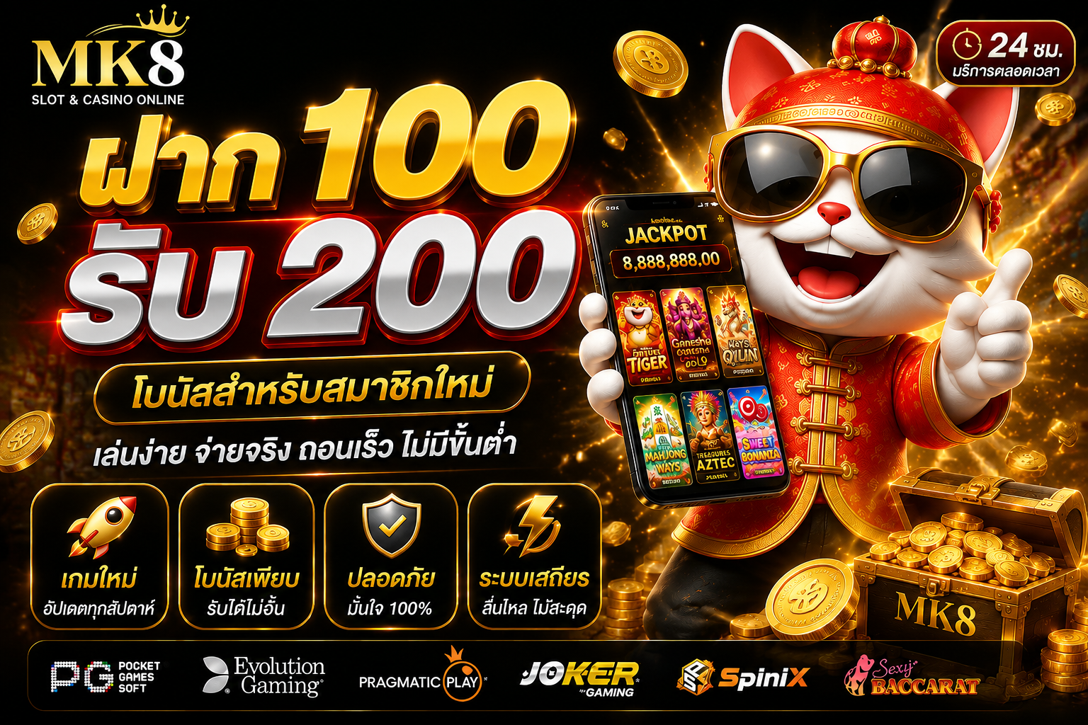 mk8 โปรโมชั่น ฝาก 100 รับ 200 โบนัสเพิ่มโอกาสความสนุก